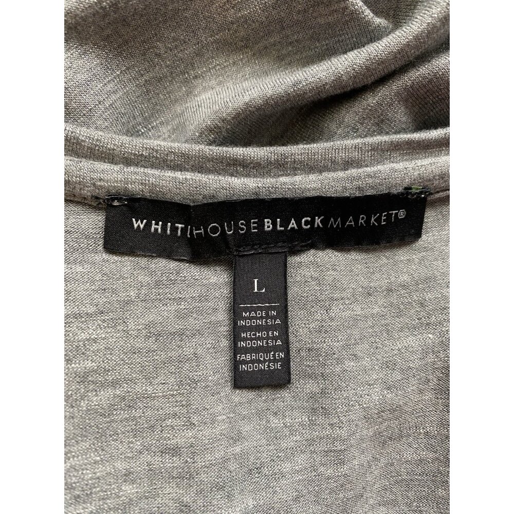 White House Black Market Gray Shimmer Silver Blouse Shirt Large Dolman 9996 - Picture 10 of 11